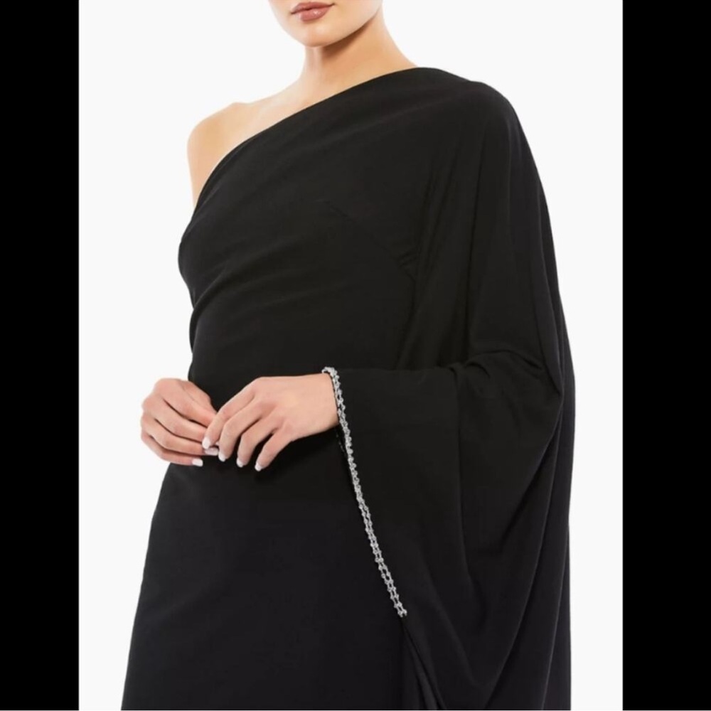 Mac Duggal Ruched Draped Cocktail Witchy beaded detail  sz 4